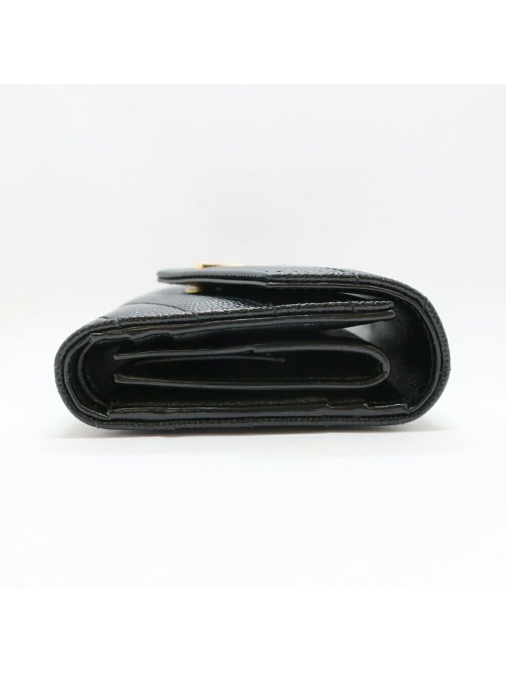 Saint Laurent Ten Multi Fold Wallet Black Leather Compact Mini Logo Quilted - Picture 3 of 10